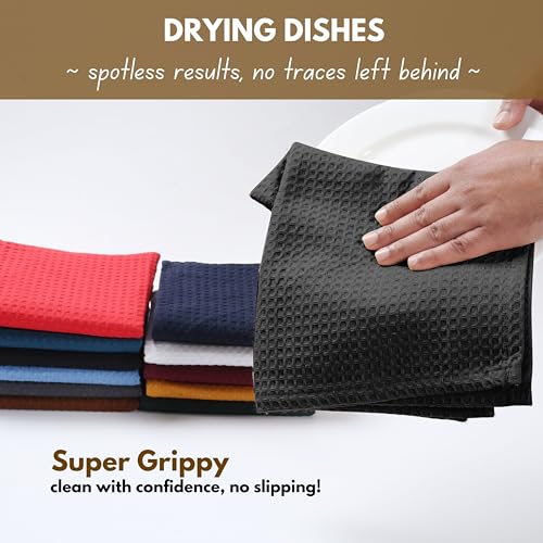 Cotton Kitchen Towel with Hanging Loop 16x26 inches (Set of 4 / Black)