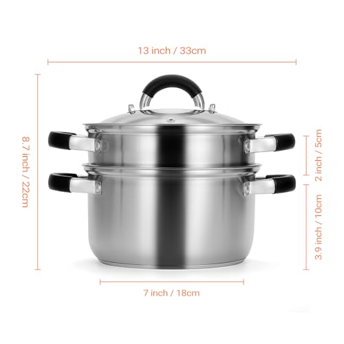 3.2QT Stainless Steel Steamer for Cooking with Lid & Steamer Basket (3.2 QT)
