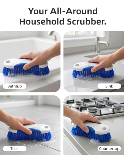 Multi Purpose Heavy Duty Scrub Brush (White & Blue / 6.3" x 2.36" x 1.57" (16 x 6 x 4 cm))