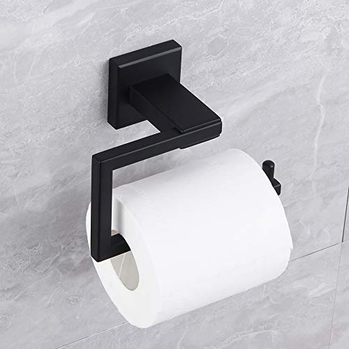 Matte Black Toilet Paper Holder SUS 304 Stainless Steel Wall Mounted Toilet Tissue Roll Holder for Bathroom (Black)