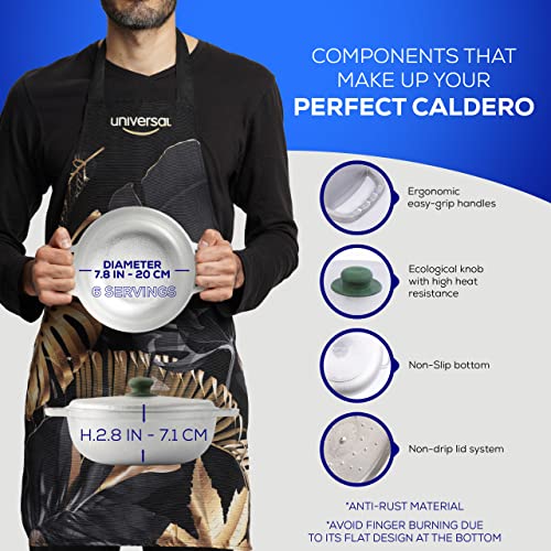 1.8 QT / 1.7 Liter) Small Caldero Pot with Lid, Cast Aluminum Rice & Cooking Pot, 6 Cup Capacity for Rice, Beans, Sauces, Sides & Small-Batch Cooking (1.8 Quarts)