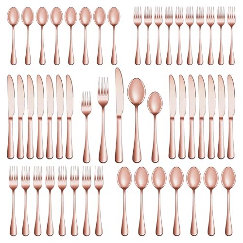 40 Pcs Rose Gold Silverware Set Service for 8 (Rose Gold)