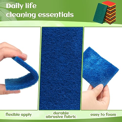 100 Pcs Heavy Duty Scouring Pads Bulk for Kitchen Dish (Multicolor)