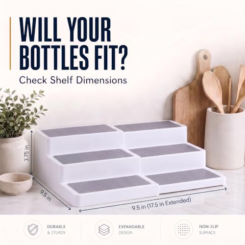3 Tier Expandable Spice Rack Organizer for Cabinet (1-Pack / White/Grey)