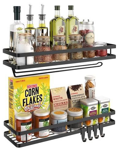 Spice Rack Organizer Wall Mount (Simple black)