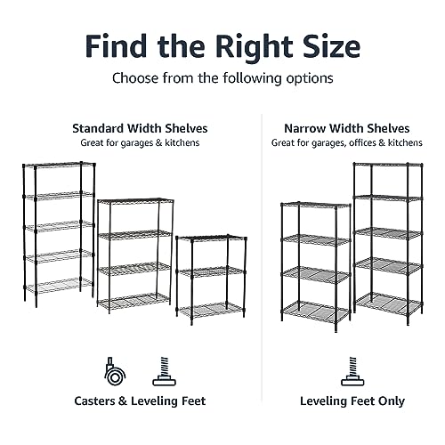 4 Shelf Adjustable Heavy Duty Steel Wire Rack Storage Shelving (4 -Shelf / 36" L x 14" W x 54" H / Black)