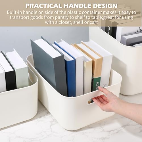 White Plastic Storage Bins (White / 14 x 10.5 x 6.4 in)