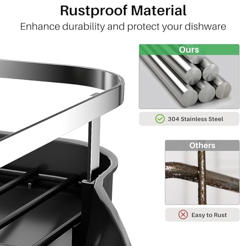Expandable Dish Drying Rack for Kitchen Counter (Black)