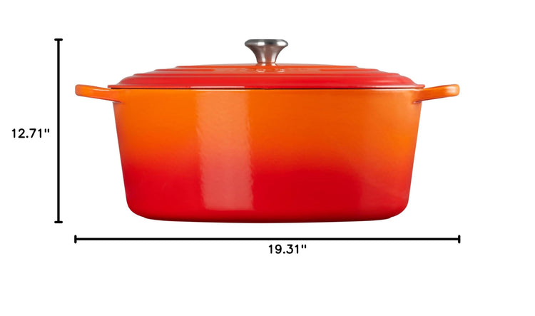 Enameled Cast Iron Oval Dutch Oven (Flame / 15.5 qt)