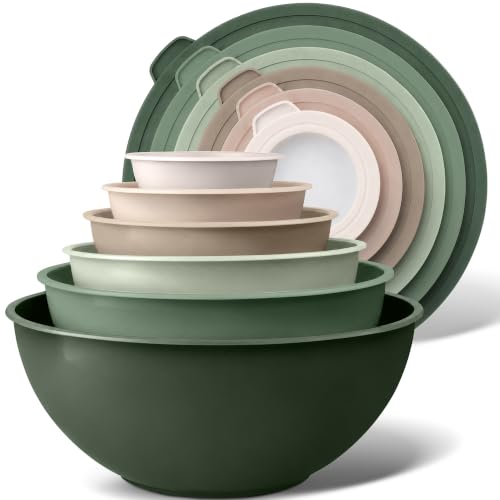 12 Piece Plastic Mixing Bowls with Leak (Forest Ombre)