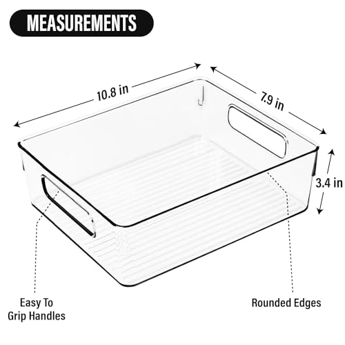 Clear Plastic Storage Bins (10.8 X 7.9 X 3.4)