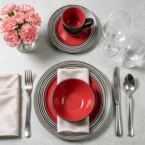 HomeVss 16 Piece Dinnerware Set (Strawberry / Service for 4 - 16pc Set)