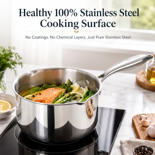 Tri Ply Stainless Steel Pot with Steamer (2.5 Quarts)