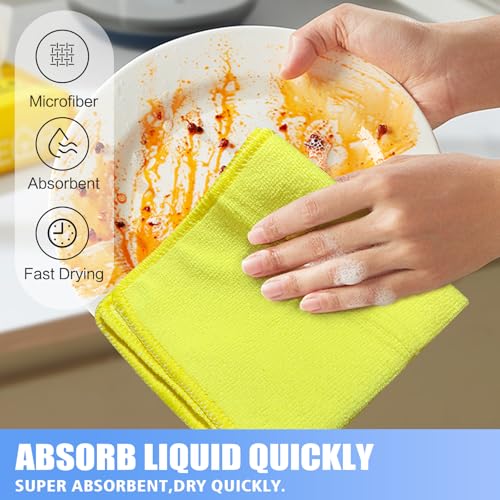 Dish Cloths for Washing Dishes with Scrub Side (Mixed Colors 1 / 12inchx12inch)