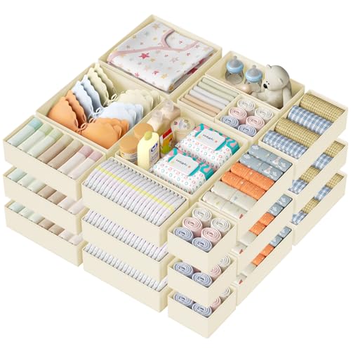 Drawer Organizer Clothes 20 Pack (Beige / 20 Pack)