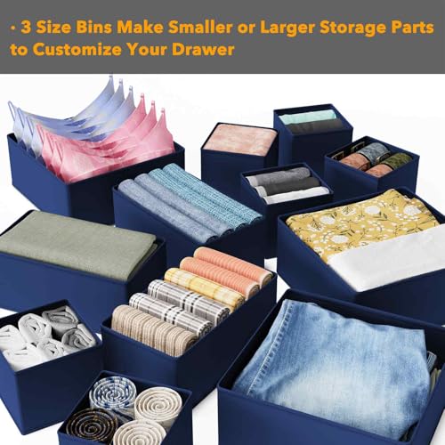 Drawer Organizer for Clothes (12 Pack / Blue)