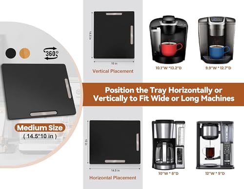 Appliance Slider for Kitchen Appliances 360° Rolling Sliding Tray for Coffee Maker Countertop (Medium (14.5" x 10") / Black)