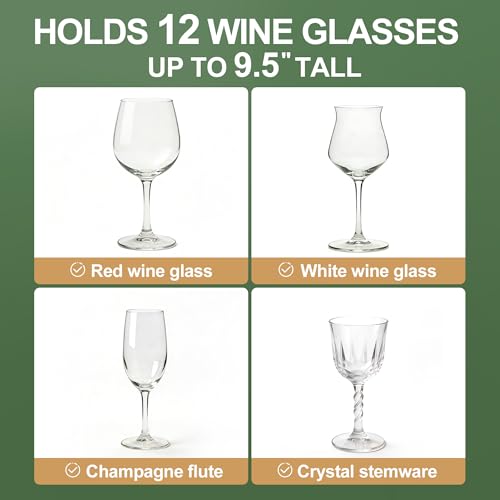 Wine Glass Storage Box with Dividers (Stemware Storage)