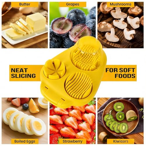 3‑in‑1 Hard Boiled Egg Slicer Cutter Dicer Chopper (Yellow)
