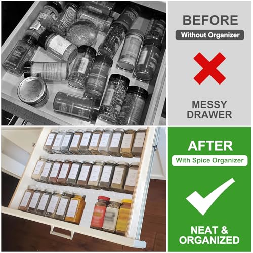Spice Drawer Organizer Insert (1Pack-19" x 12.9" / White)