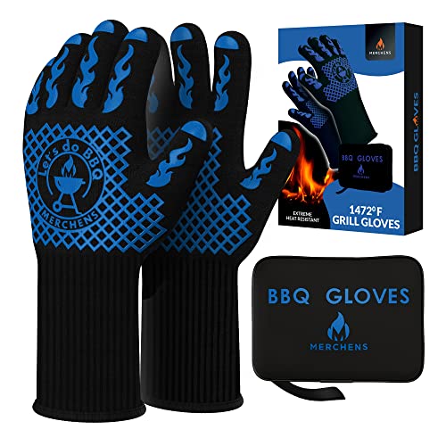BBQ Grill & Oven Gloves 1472°F Heat Resistant (Blue)