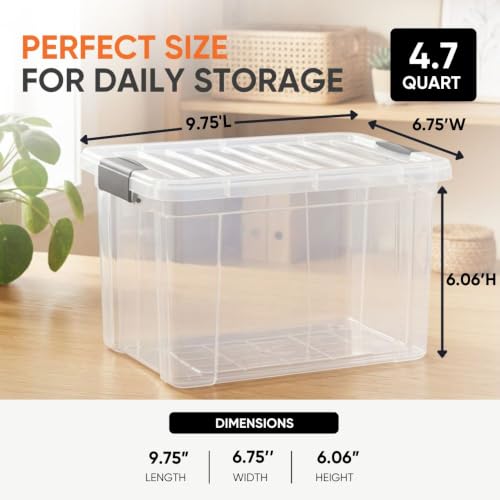 Small Clear Storage Boxes with Lids (4.75 Quart)