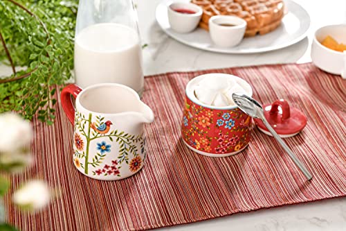 Red Spring Bird Ceramic Sugar and Creamer Set (Red Spring Bird)