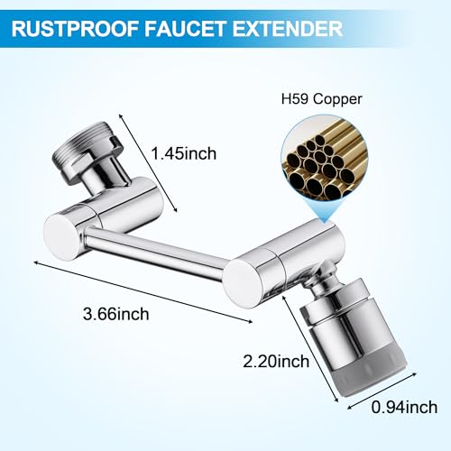 TIDYENDURE 1080° Rotating Faucet Extender (Silver)