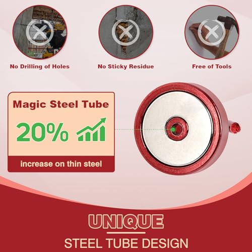 Magnetic Hooks Steel Tube Design for Cruise (Red / 80lb Magnetic Hooks)
