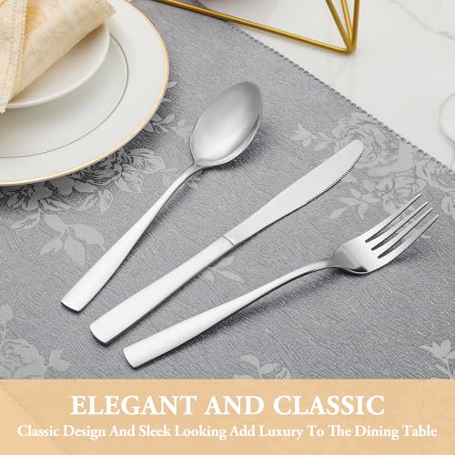 60 Piece Silverware Set Service for 12 (Silver)