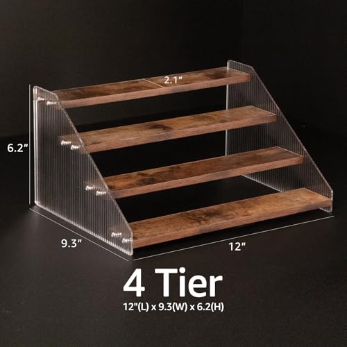 Tiered Spice Rack (Rustic Brown 4 Tier 12")
