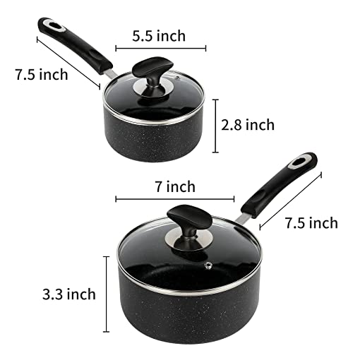 Nonstick Saucepan Set (Black / 1+2 sets)