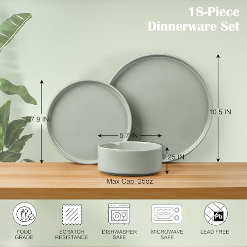 Dinnerware Sets for 6 (Mist Green / Round-18pcs for 6)