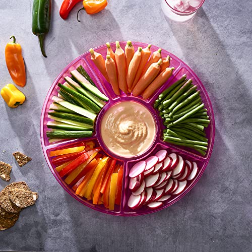 6 Sectional Round Plastic Serving Tray (Pink)