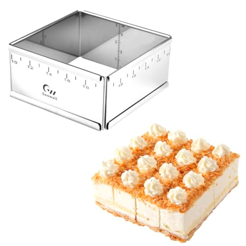 Stainless Steel Extensible Cake Ring Detachable Square Cake Mold Mousse Ring Nonstick Cheesecake Mould Pastry Shaping for Baking ((4.2-7.8) × (4.2-7.8) × 2 in)