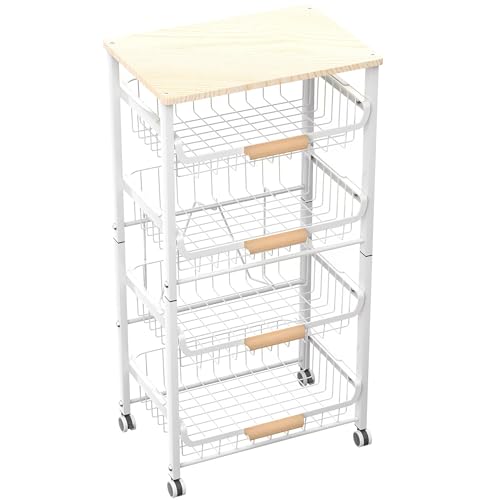 5 Layer Fruit Basket Kitchen Food Storage Organizer and Storage Rack (White 5-layer Rack)