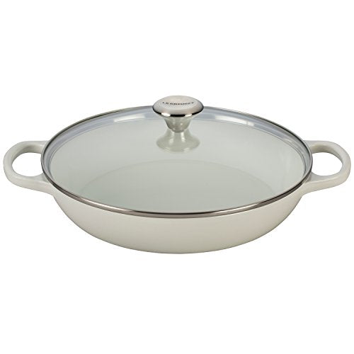 Enameled Cast Iron Casserole with Glass Lid (White)