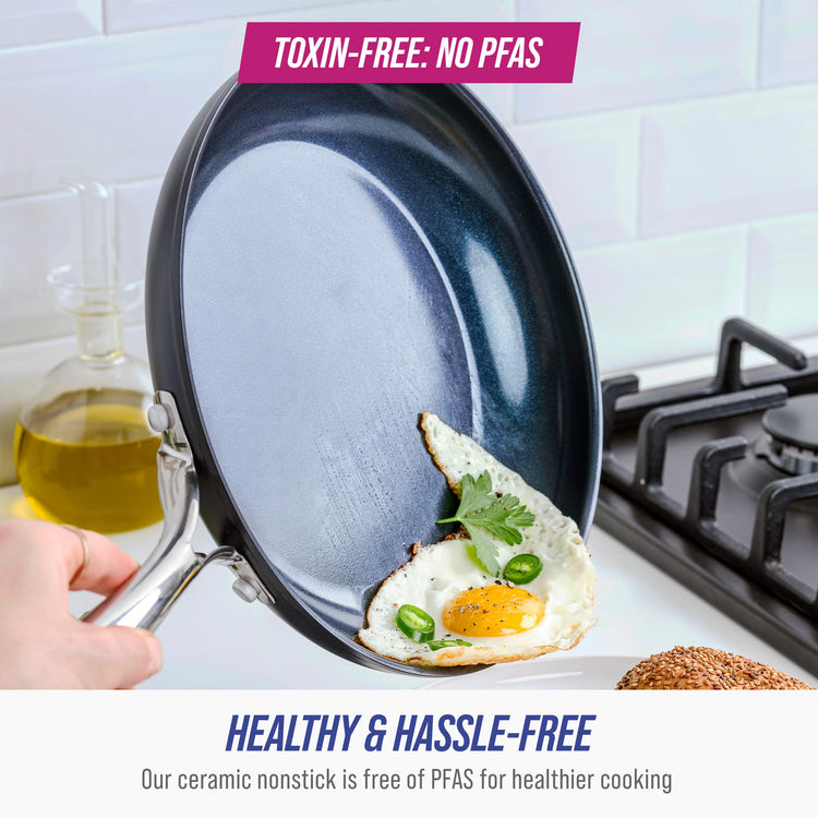 Cookware Hard Anodized Ceramic Nonstick (10" and 12" Frypan Skillet Set / Gray)