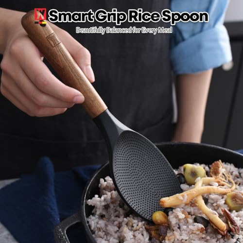 Silicone Rice Paddle with Wooden Handles (1633)