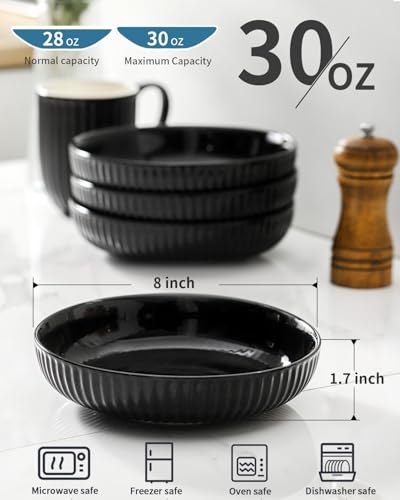 Pasta Bowls Set of 4 (Black / Set of 4)