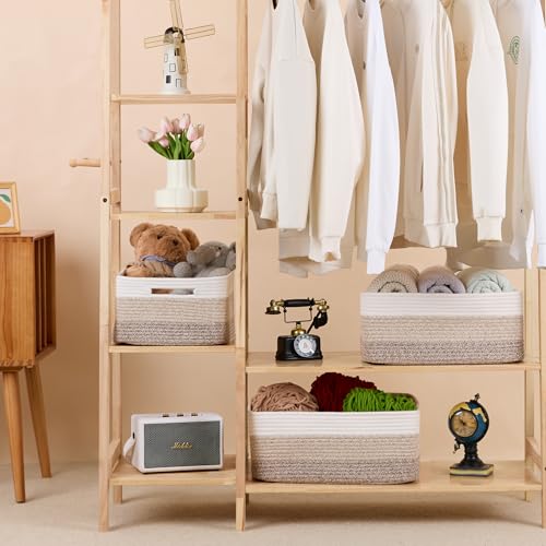 Large Storage Baskets for Organizing (3pcs-L17×W13×H7.5" / Gradient Brown)