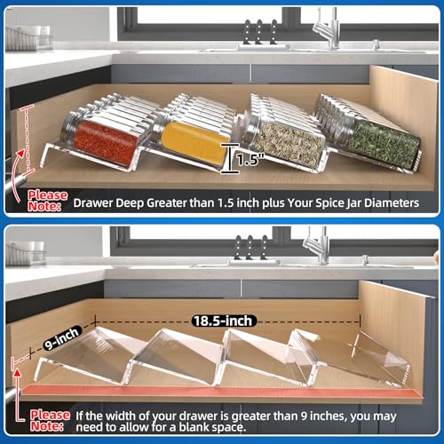 Clear Spice Drawer Organizer (4 pcs, 9" Width)