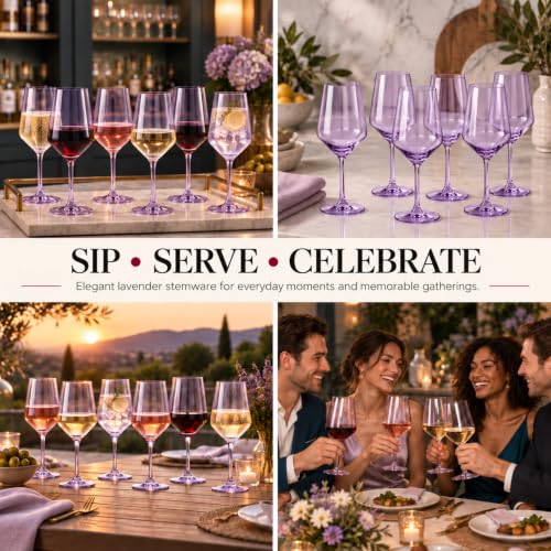Purple Colored Wine Glass Set (Stemmed)