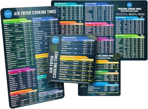 Air Fryer & Pressure Cooker Magnetic Cheat Sheet Set (Black)