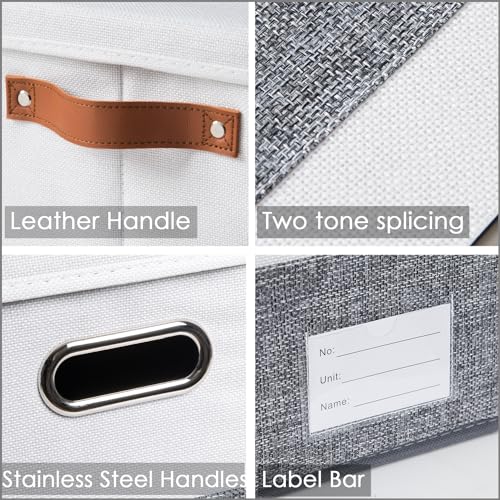 Foldable Storage Bins with Handles [3 (Grey & Cream / Medium(3-Pack))