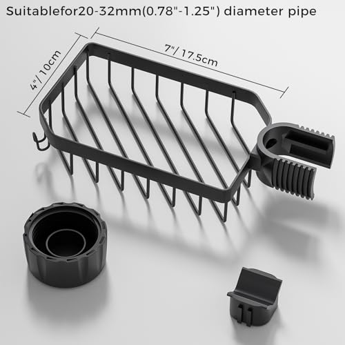 Sponge Holder Over Faucet Kitchen Sink Caddy Organizer (Black)