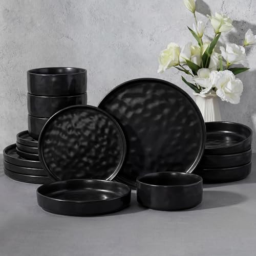 Black Plates and Bowls Sets (Matte Black)