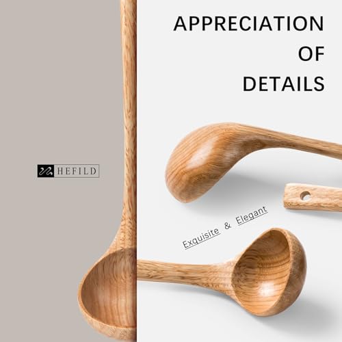 Wooden Soup Ladle for Cooking (Schima Light Yellow / 10.8″-2.0oz)
