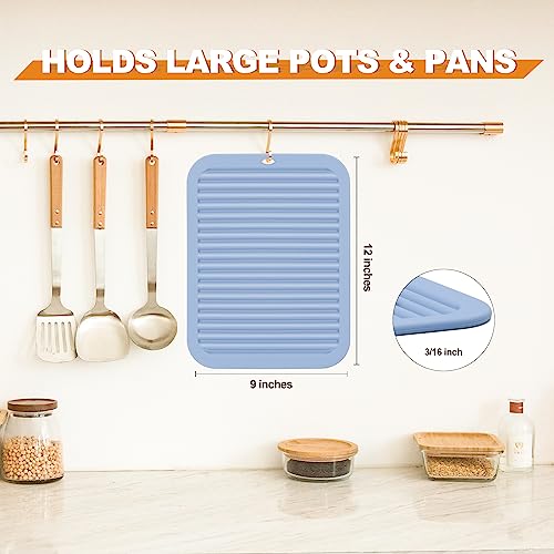 4 Pack Square Silicone Trivets (9x12in, 4 Blue Rectangle)
