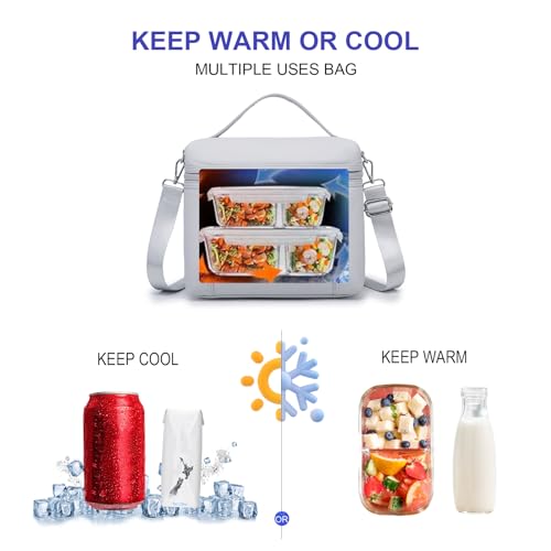 NOL 8L Insulated Lunch Bag for Women (Gray White / Medium (8 Liters))